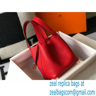 Hermes Picotin Lock 18/22 Bag Red with Gold Hardware