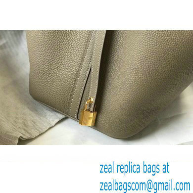 Hermes Picotin Lock 18/22 Bag Tourterelle Grey with Gold Hardware