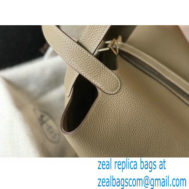 Hermes Picotin Lock 18/22 Bag Tourterelle Grey with Gold Hardware