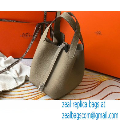 Hermes Picotin Lock 18/22 Bag Tourterelle Grey with Silver Hardware