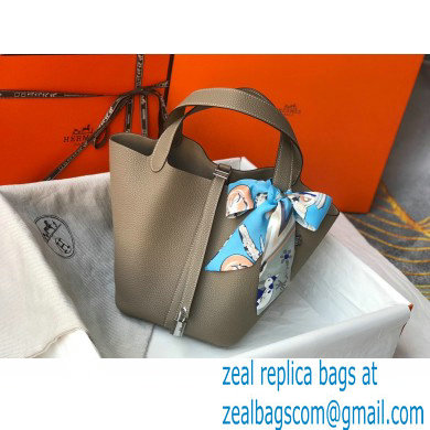 Hermes Picotin Lock 18/22 Bag Tourterelle Grey with Silver Hardware
