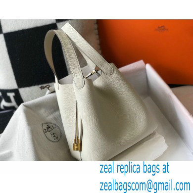 Hermes Picotin Lock 18/22 Bag White with Gold Hardware