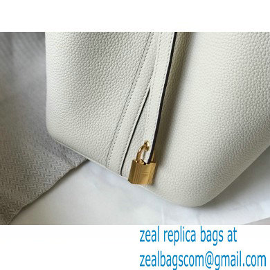 Hermes Picotin Lock 18/22 Bag White with Gold Hardware