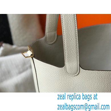 Hermes Picotin Lock 18/22 Bag White with Gold Hardware