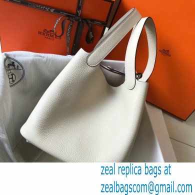Hermes Picotin Lock 18/22 Bag White with Silver Hardware