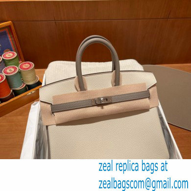 Hermes bicolor Birkin 25cm Bag craie/etoupe in Original Togo Leather - Click Image to Close