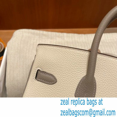 Hermes bicolor Birkin 25cm Bag craie/etoupe in Original Togo Leather - Click Image to Close