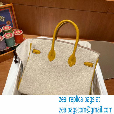 Hermes bicolor Birkin 25cm Bag craie/yellow in Original Togo Leather