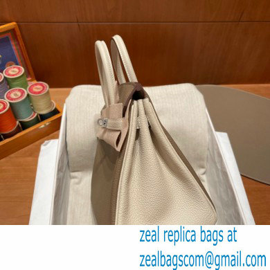 Hermes bicolor Birkin 25cm Bag etoupe/craie in Original Togo Leather