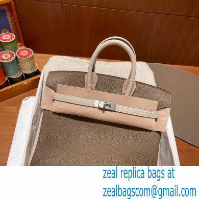 Hermes bicolor Birkin 25cm Bag etoupe/craie in Original Togo Leather