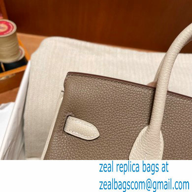 Hermes bicolor Birkin 25cm Bag etoupe/craie in Original Togo Leather - Click Image to Close