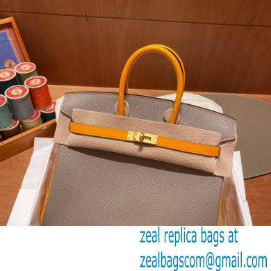 Hermes bicolor Birkin 25cm Bag gris perle/yellow in Original epsom Leather