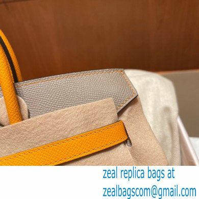 Hermes bicolor Birkin 25cm Bag gris perle/yellow in Original epsom Leather - Click Image to Close