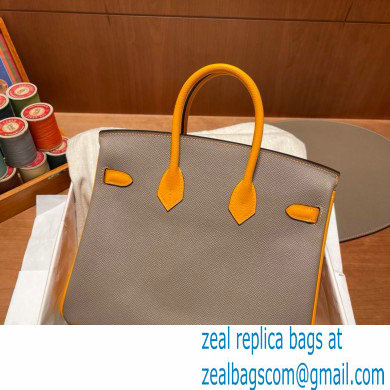Hermes bicolor Birkin 25cm Bag gris perle/yellow in Original epsom Leather