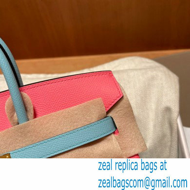 Hermes bicolor Birkin 25cm Bag rose lipstick/blue in Original epsom Leather - Click Image to Close