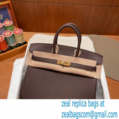 Hermes bicolor Birkin 25cm Bag rouge sellier/yellow in Original Togo Leather