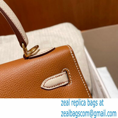 Hermes kelly 25 bag in epsom leather gold/white handmade