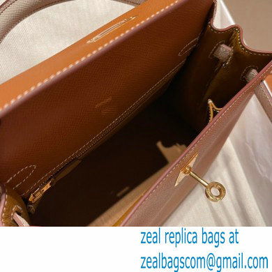 Hermes kelly 25 bag in epsom leather gold/white handmade