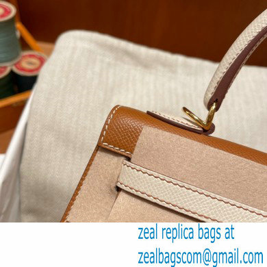 Hermes kelly 25 bag in epsom leather gold/white handmade