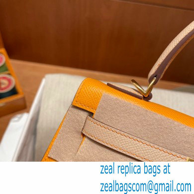Hermes kelly 25 bag in epsom leather jaune ambre/gray handmade