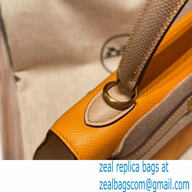 Hermes kelly 25 bag in epsom leather jaune ambre/gray handmade