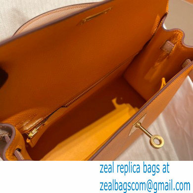 Hermes kelly 25 bag in epsom leather jaune ambre/gray handmade