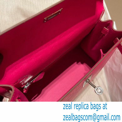 Hermes kelly 25 bag in ostrich leather rose tyrien handmade