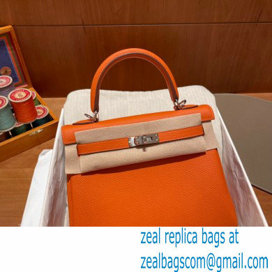 Hermes kelly 25 bag in togo leather orange handmade