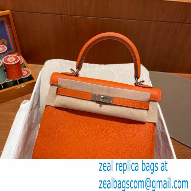 Hermes kelly 25 bag in togo leather orange handmade