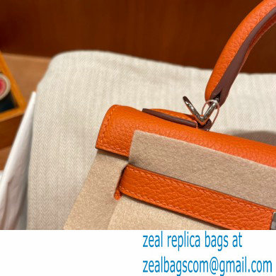 Hermes kelly 25 bag in togo leather orange handmade