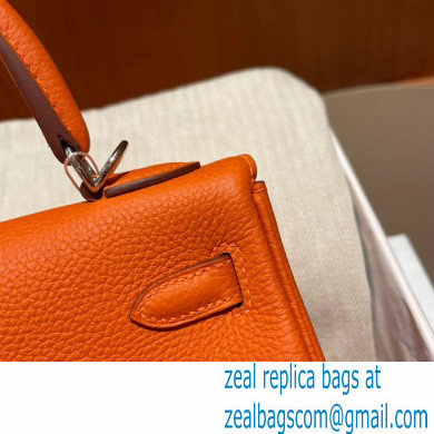 Hermes kelly 25 bag in togo leather orange handmade