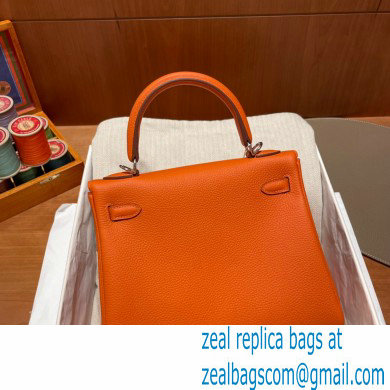 Hermes kelly 25 bag in togo leather orange handmade