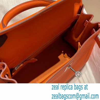 Hermes kelly 25 bag in togo leather orange handmade