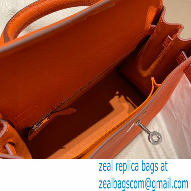 Hermes kelly 25 bag in togo leather orange handmade