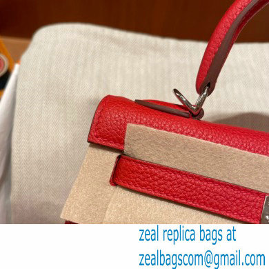 Hermes kelly 25 bag in togo leather rouge de coeur handmade