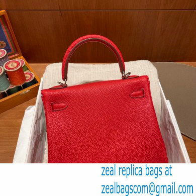 Hermes kelly 25 bag in togo leather rouge de coeur handmade - Click Image to Close