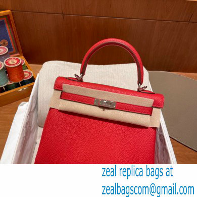 Hermes kelly 25 bag in togo leather rouge de coeur handmade - Click Image to Close