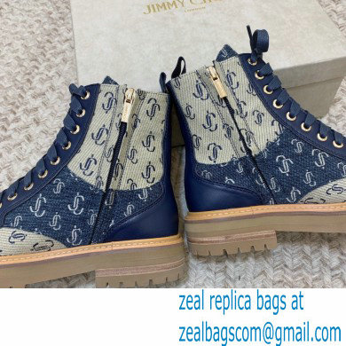 Jimmy Choo CORA FLAT JC Monogram Jacquard and Leather Mix Combat Boots Sand Dune 2021