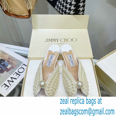 Jimmy Choo Heel 3.5cm SAMANTHA 35 White Satin Mules with All-Over Pearls 2021 - Click Image to Close