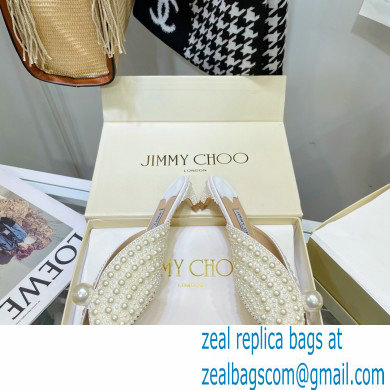 Jimmy Choo Heel 3.5cm SAMANTHA 35 White Satin Mules with All-Over Pearls 2021