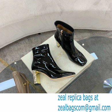 Jimmy Choo Heel 8cm Maine Ankle Boots Patent Black with Crystal Heel 2021 - Click Image to Close