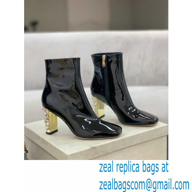 Jimmy Choo Heel 8cm Maine Ankle Boots Patent Black with Crystal Heel 2021 - Click Image to Close