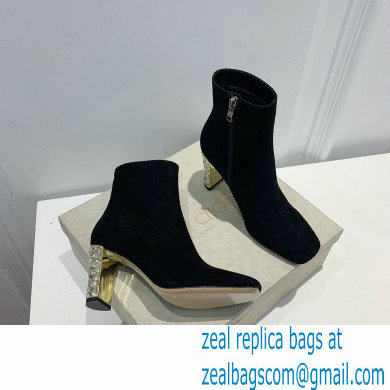 Jimmy Choo Heel 8cm Maine Ankle Boots Suede Black with Crystal Heel 2021 - Click Image to Close