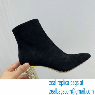 Jimmy Choo Heel 8cm Maine Ankle Boots Suede Black with Crystal Heel 2021 - Click Image to Close