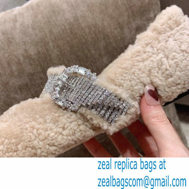 Jimmy Choo KRISTA Faux Fur Flats with Crystal-Embellished Strap 01 2021
