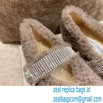 Jimmy Choo KRISTA Faux Fur Flats with Crystal-Embellished Strap 02 2021