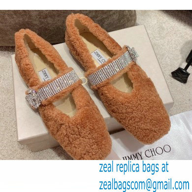 Jimmy Choo KRISTA Faux Fur Flats with Crystal-Embellished Strap 03 2021 - Click Image to Close