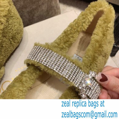 Jimmy Choo KRISTA Faux Fur Flats with Crystal-Embellished Strap 05 2021