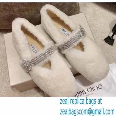 Jimmy Choo KRISTA Faux Fur Flats with Crystal-Embellished Strap 06 2021 - Click Image to Close