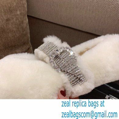 Jimmy Choo KRISTA Faux Fur Flats with Crystal-Embellished Strap 06 2021 - Click Image to Close